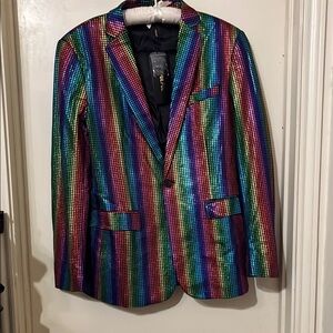 NWT multi colored Sport Coat with Metallic Shine  Disco  70’s  Small